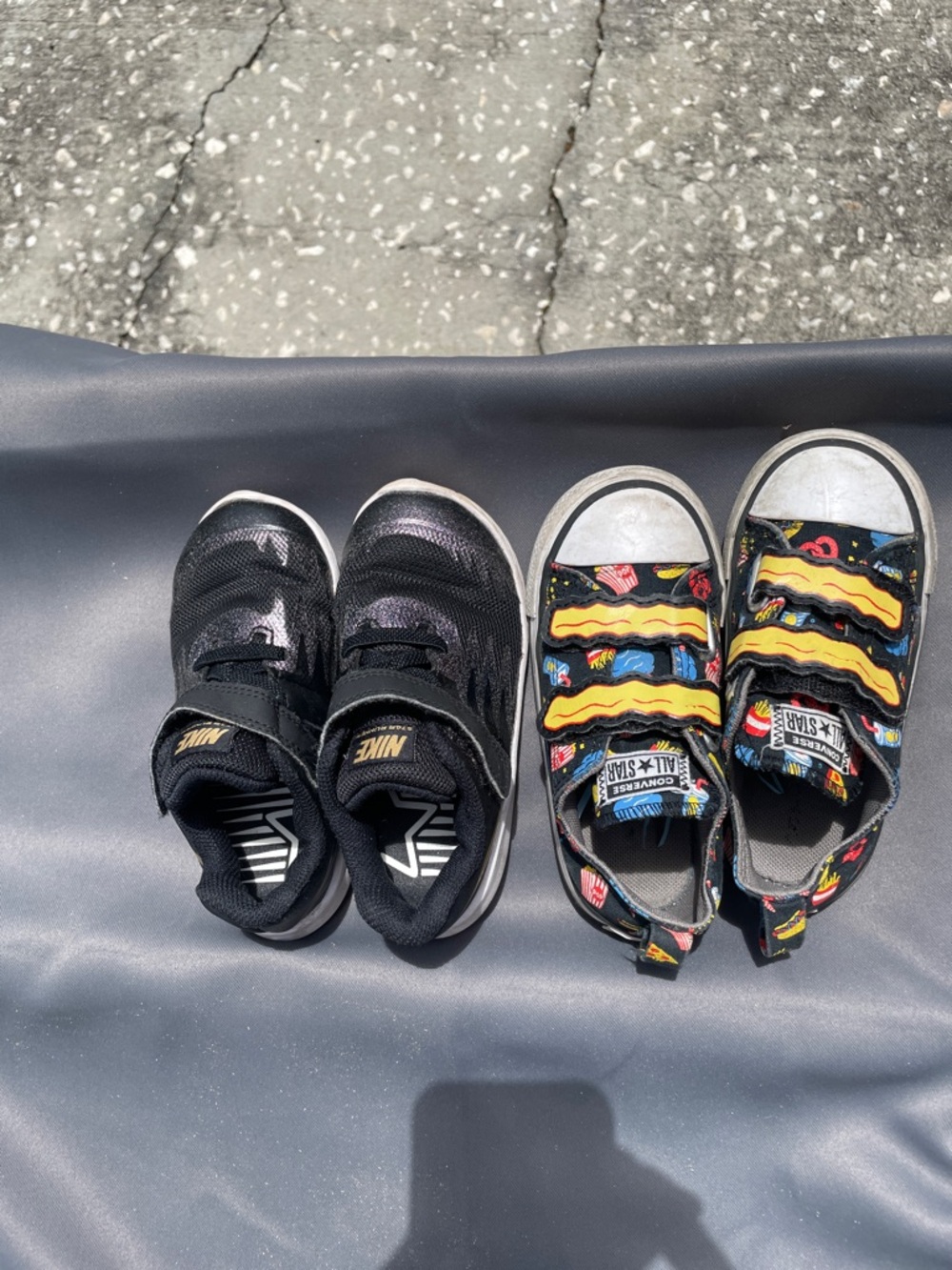 Nike Kids Black Mesh Hook-and-Loop Sneakers and Converse Hook and Loop Sneakers